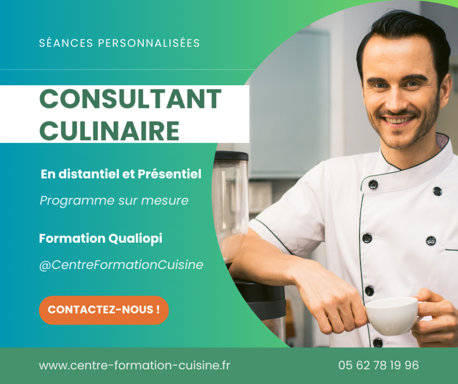 Recruter un Consultant Culinaire pour aider à créer ses programmes de formation de cuisine.